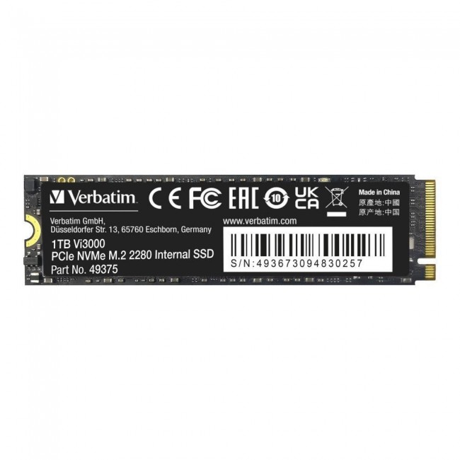 Verbatim Vi3000 PCIe NVMe M.2 SSD 1TB Verbatim Vi3000 PCIe NVMe M.2 SSD 1TB