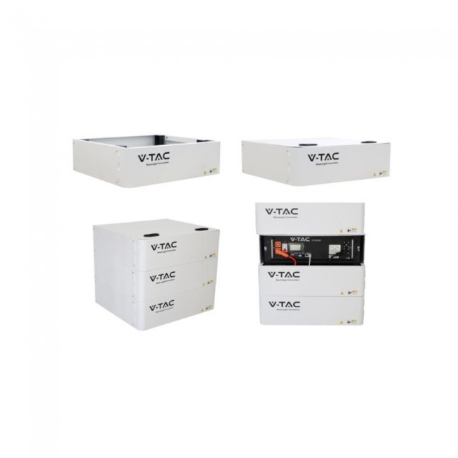RACK stand for energy storage V-TAC VT48100E-P2 modular shelving 5,12kWh 5 modules max (SKU 11556) White RACK stand for energy storage V-TAC VT48100E-P2 modular shelving 5,12kWh 5 modules max (SKU 11556) White