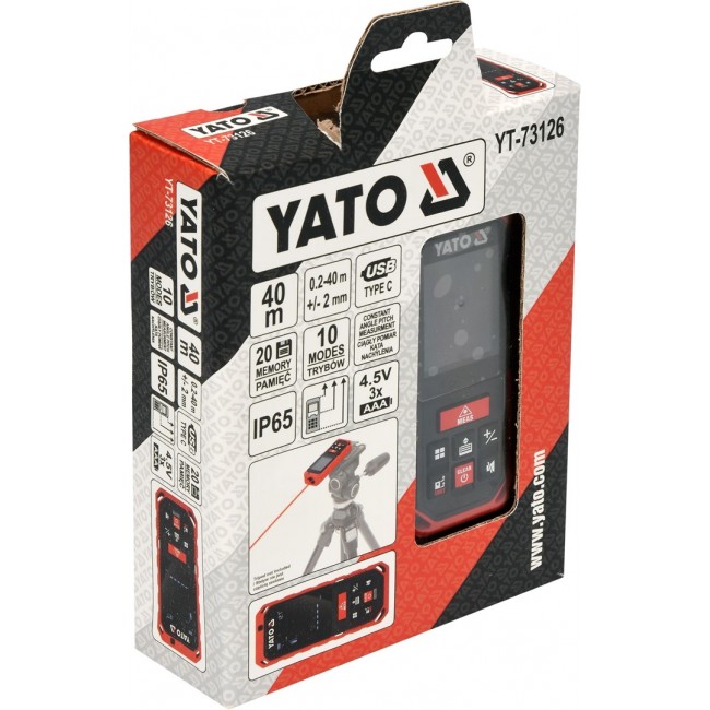 Yato YT-73126 distance meter Laser distance meter Black, Red 40 m Yato YT-73126 distance meter Laser distance meter Black, Red 40 m