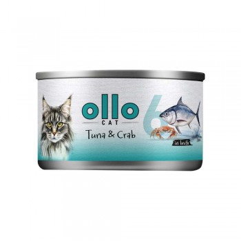 OLLO Cat nr 6 Tuna & Crab in broth - wet cat food - 70g