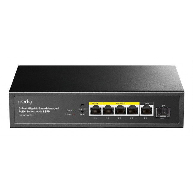 Cudy GS1005PTS1 network switch Gigabit Ethernet (10/100/1000) Power over Ethernet (PoE) Black