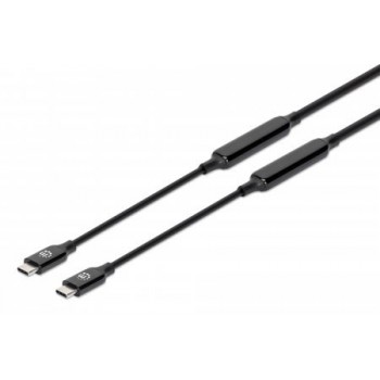 Manhattan Active USB-C to USB-C Cable, 5m, USB 3.2 Gen 2 (formerly USB 3.1 Gen 2), 10 Gbps, 3A/60W Fast Charging, SuperSpeed+ USB, DisplayPort Alt Mode Video up to 8K@60Hz, Black, Three Year Warranty