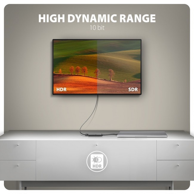 Axagon RVC-HI8KPD, USB-C - HDMI 2.1 adapter, 8K/60Hz, 4K/144Hz, HDR10+, PD100W