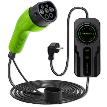 Qoltec Mobile EV Car Charger Adjustable 2in1 Type2 | SCHUKO | 3.5kW | 230V | LCD | Portable | Wallbox | 5m