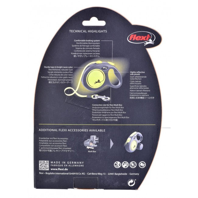 FLEXI New Neon L - retractable leash - 5 m