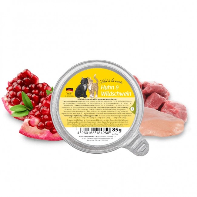 GRANATAPET Filet la carte Chicken with wild boar - wet cat food - 85g