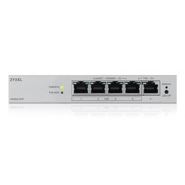 Zyxel GS1200-5HPV3 Managed L2 Gigabit Ethernet (10/100/1000) Power over Ethernet (PoE) Desktop Grey