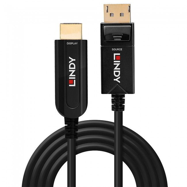 Lindy 30m Fibre Optic Hybrid DisplayPort 1.2 to HDMI 18G Cable