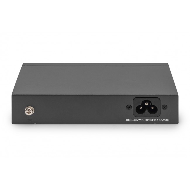 Digitus 4- Port Gigabit PoE Netzwerkswitch, Desktop, unmanaged, 1 Uplink Port RJ45, 60 W, af/at