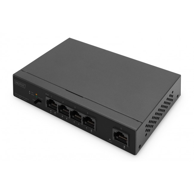 Digitus 4- Port Gigabit PoE Netzwerkswitch, Desktop, unmanaged, 1 Uplink Port RJ45, 60 W, af/at Digitus 4- Port Gigabit PoE Netzwerkswitch, Desktop, unmanaged, 1 Uplink Port RJ45, 60 W, af/at