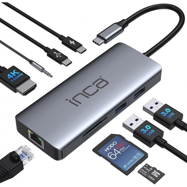 Inca ITPC-10TX interface hub USB Type-C 5000 Mbit/s Grey Inca ITPC-10TX interface hub USB Type-C 5000 Mbit/s Grey