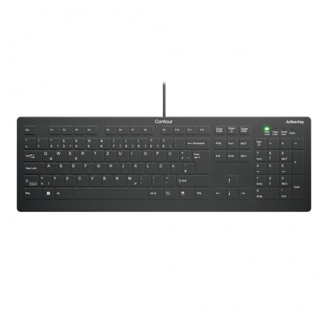 Contour Design Active Key Contour QuickClean Medical Keyboard Removable Cover Full-Size Wired Black DE C8112