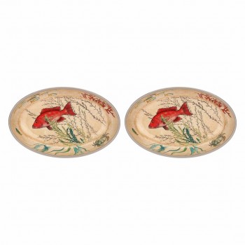 ROSE&TULIPANI SEA LIFE Set of 2 oval melamine platters 24 x 15 cm