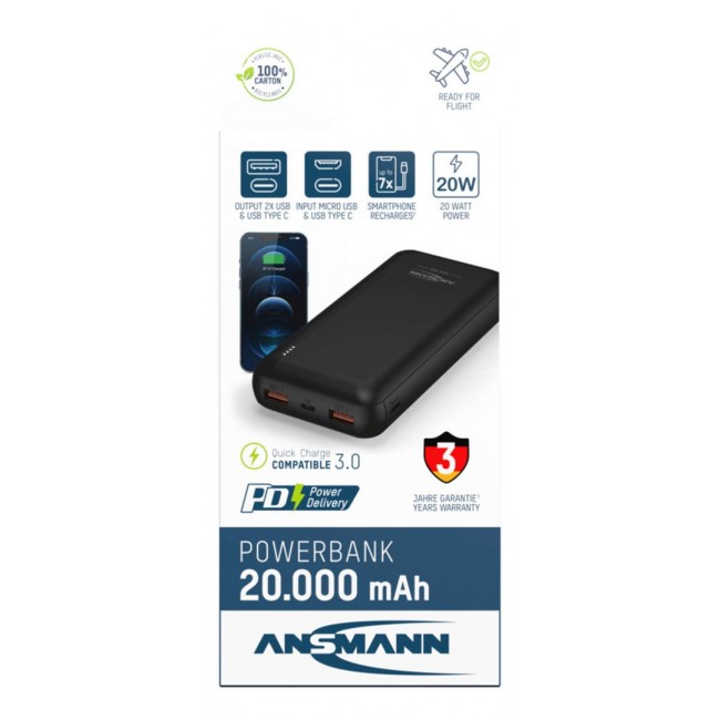 Ansmann PB320PD Lithium Polymer (LiPo) 20000 mAh Black Ansmann PB320PD Lithium Polymer (LiPo) 20000 mAh Black
