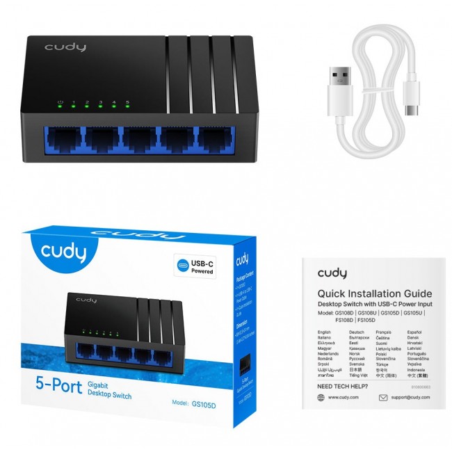 Cudy GS105D network switch Unmanaged Gigabit Ethernet (10/100/1000) Black