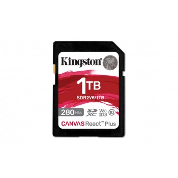 Kingston Technology 1TB Canvas React Plus SDXC UHS-II 280R/150W U3 V60 for Full HD/4K