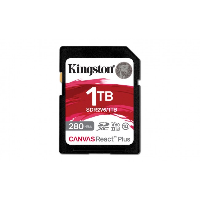 Kingston Technology 1TB Canvas React Plus SDXC UHS-II 280R/150W U3 V60 for Full HD/4K