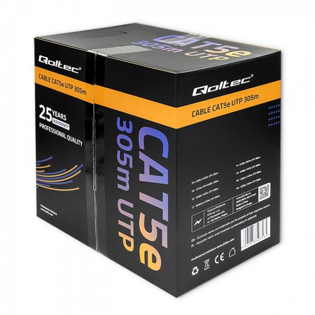 Qoltec 50358 UTP network cable| CAT5E | 305m | PVC grey Qoltec 50358 UTP network cable| CAT5E | 305m | PVC grey