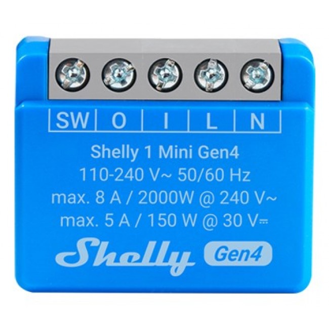 SHELLY 1 Mini Gen4 Smart switch 1P Blue SHELLY 1 Mini Gen4 Smart switch 1P Blue