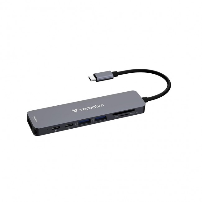 Verbatim USB-C Essentials Multiport Hub 7 ports: HDMI, USB-C, USB-C 3.2 Gen 1, 2 x USB-A 3.2 Gen 1, SD & microSD