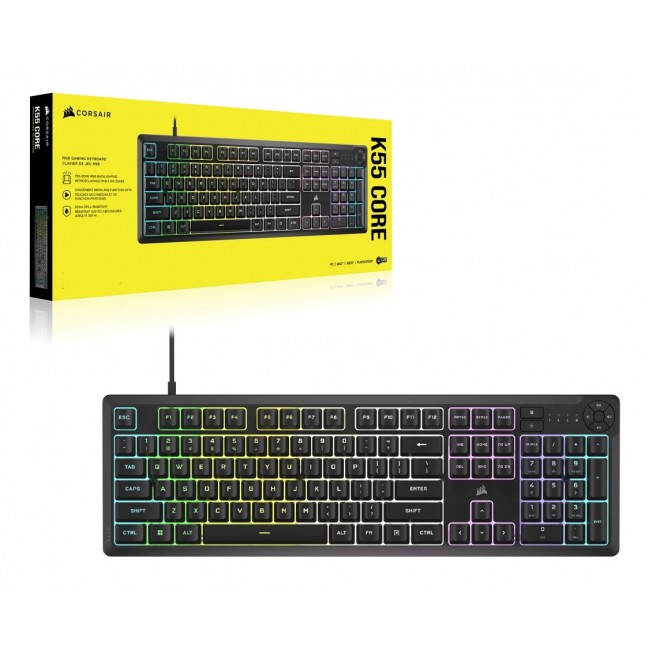 Corsair K55 CORE RGB keyboard Gaming USB QWERTZ German Black