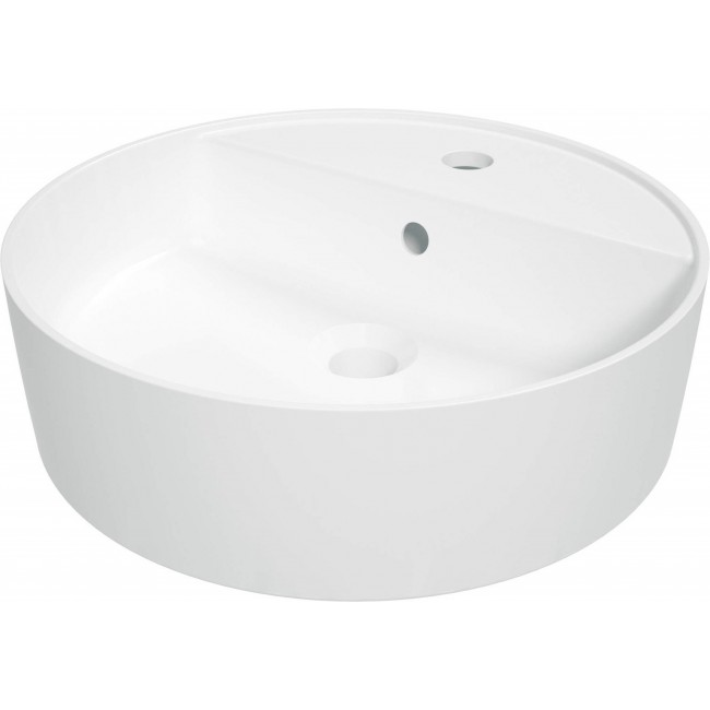 Countertop ceramic washbasin with space for a tap