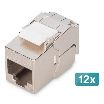 Digitus CAT 6A compact keystone module, shielded, tool-free mounting connection, 12 pcs.