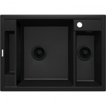 DEANTE BLACK NERO MATT MAGNETIC 1.5-BOWL GRANITE SINK