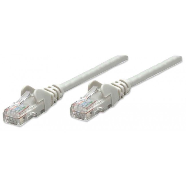 Intellinet Network Patch Cable, Cat5e, 3m, Grey, CCA, U/UTP, PVC, RJ45, Gold Plated Contacts, Snagless, Booted, Lifetime Warranty