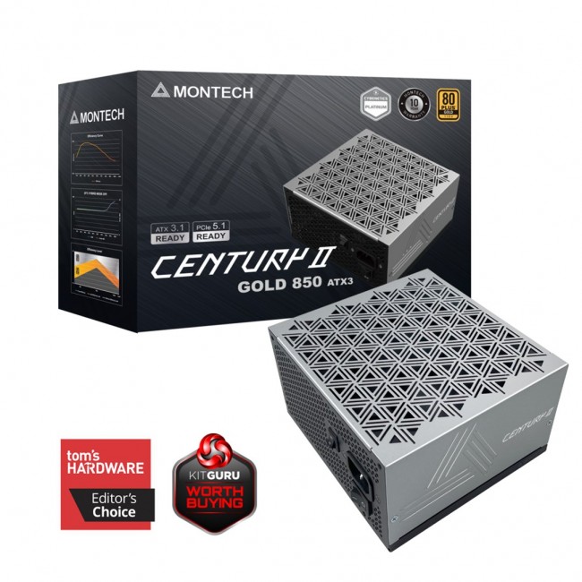 Montech CENTURY II power supply unit 850 W 20+4 pin ATX ATX Silver, Black