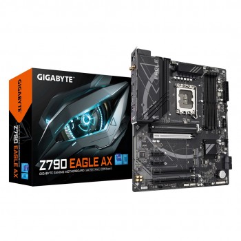 GIGABYTE Z790 EAGLE AX Motherboard - Supports Intel Core 14th Gen CPUs, 12+1+ Phases Digital VRM, up to 7600MHz DDR5 (OC), 3xPCIe 4.0 M.2, Wi-Fi 6E, 2.5GbE LAN, USB 3.2 Gen 2