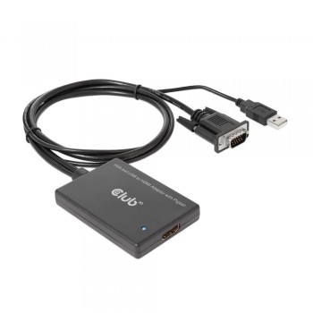 CLUB3D VGA and USB Type-A to HDMI Adapter with Pigtail M/F 0.6m/1.97ft 28AWG