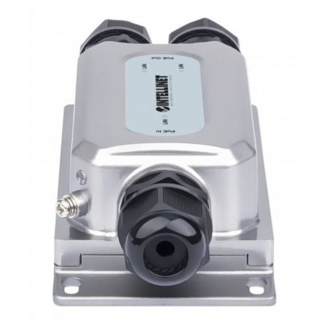 Intellinet 2-Port Outdoor Vandalproof Gigabit PoE++ Extender, Two 30 W Ports, Extends PoE up to 100 m (328 ft.), 60 W Power Budget, IEEE 802.3bt (4PPoE) Compliant, IP67 Waterproof, IK10-rated, Metal Housing