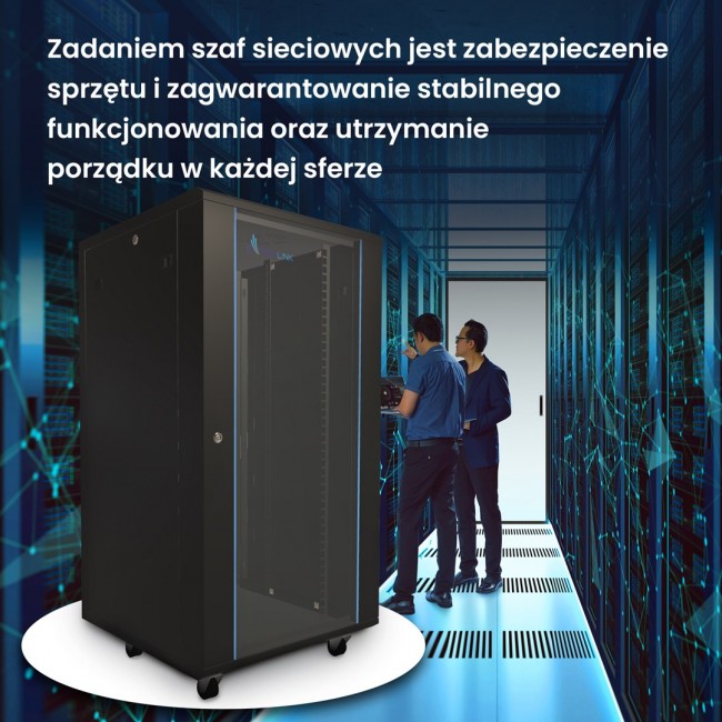 Extralink Rackmount cabinet 27U 600x1000 Black standing Extralink Rackmount cabinet 27U 600x1000 Black standing