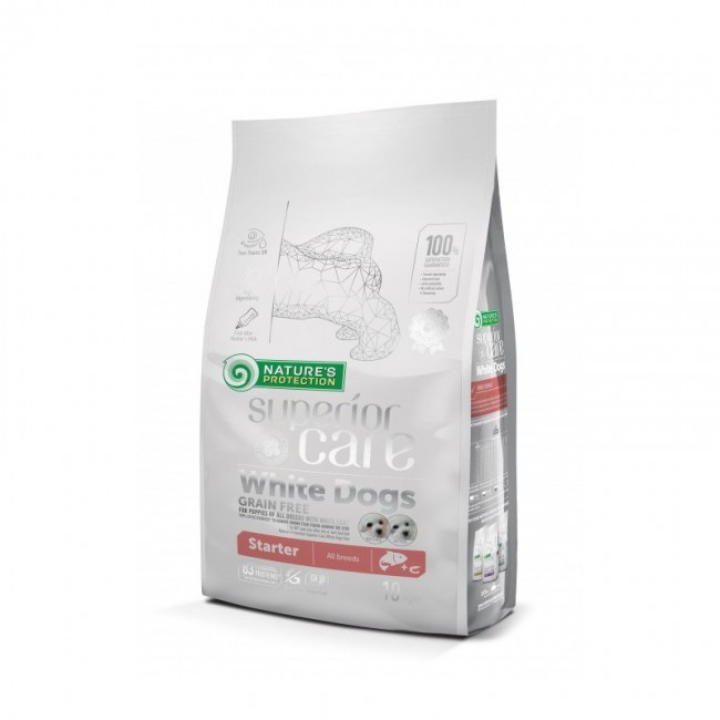 NATURE'S PROTECTION Superior Care White Dogs Grain Free Starter Salmon - dry food for white-coated puppies - 10 kg