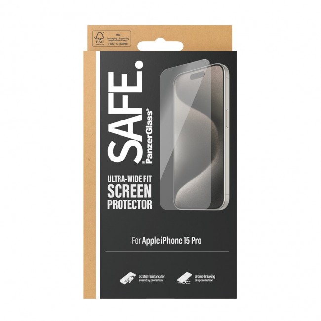 PanzerGlass SAFE. by Screen Protector iPhone 15 Pro | Ultra-Wide Fit PanzerGlass SAFE. by Screen Protector iPhone 15 Pro | Ultra-Wide Fit