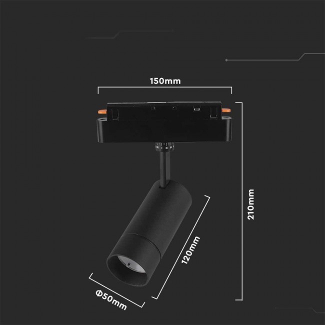 Luminaire Overhang Rail 48V V-TAC 8W LED SMART WiFi TRACKLIGHT 3in1 Black VT-908D 2700K-6400K 700lm Luminaire Overhang Rail 48V V-TAC 8W LED SMART WiFi TRACKLIGHT 3in1 Black VT-908D 2700K-6400K 700lm