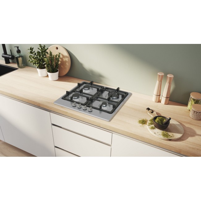 Bosch Serie 4 PGH6B5K90 hob Stainless steel Built-in 58 cm Gas 4 zone(s) Bosch Serie 4 PGH6B5K90 hob Stainless steel Built-in 58 cm Gas 4 zone(s)