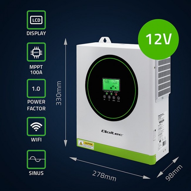 Qoltec Solar Hybrid Inverter Off-Grid 1500W Qoltec Solar Hybrid Inverter Off-Grid 1500W