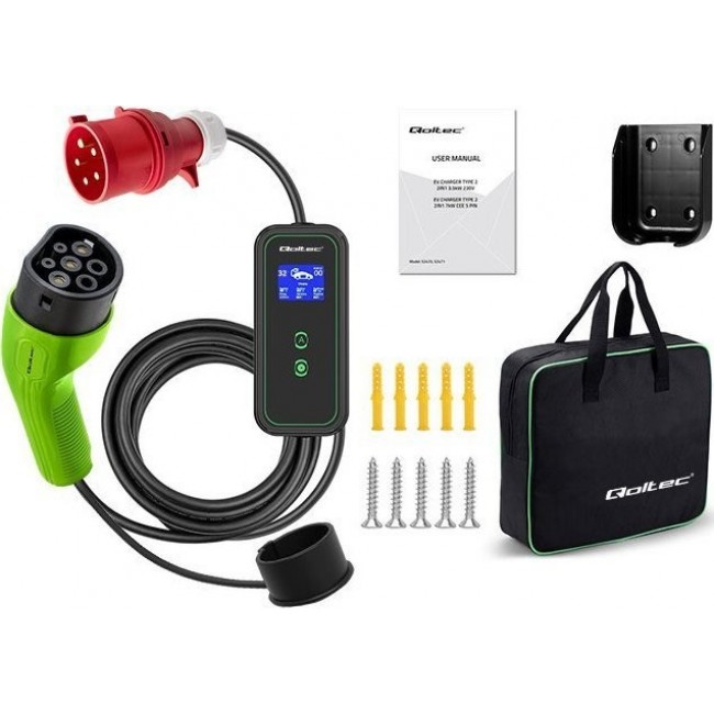 Qoltec Mobile charger for EV cars 2-in-1 Type 2 7kW 230V CEE 3 PIN