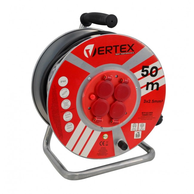 VERTEX PB50METAL Extension cable 50 m 3x2,5 mm 3000 W IP44 Black