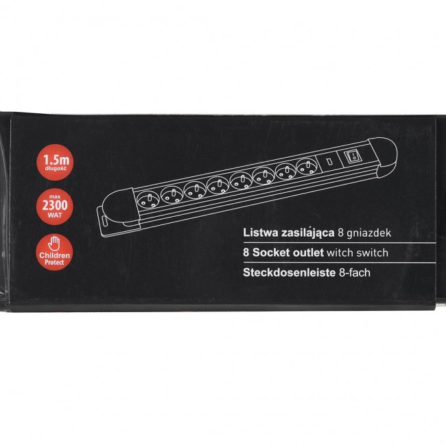 Maclean MCE11 power extension 1.5 m 8 AC outlet(s) Indoor Black