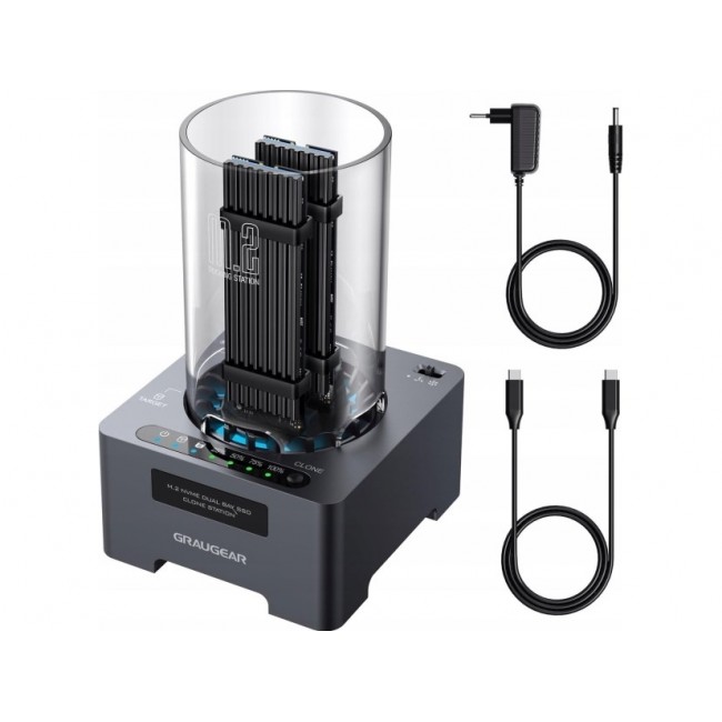 GRAUGEAR G-M2DK-CL-20G storage drive docking station USB 3.2 Gen 2x2 Type-C Black GRAUGEAR G-M2DK-CL-20G storage drive docking station USB 3.2 Gen 2x2 Type-C Black