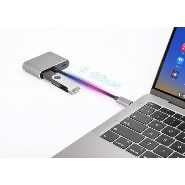 iBox IUHCHDVGA USB Type-C Hub 4-in-1 USB 3.0 + PD 100W + HDMI 4K 30Hz + VGA Full HD