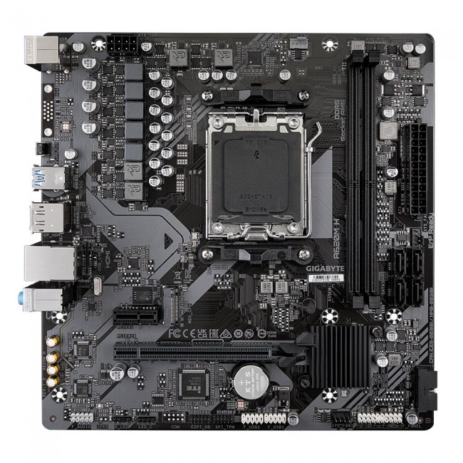 GIGABYTE A620M H Motherboard - Supports AMD Ryzen 8000 CPUs, 5+2+2 Phases Digital VRM, up to 7200MHz DDR5 (OC), 1xPCIe 4.0 M.2, GbE LAN, USB 3.2 Gen 1