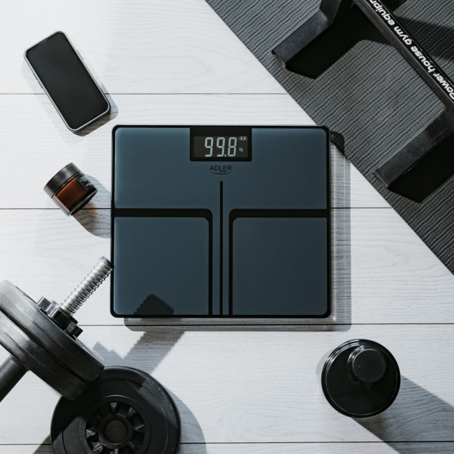 Bathroom scale ADLER AD 8194s STRIPES rechargeable USB-C Black