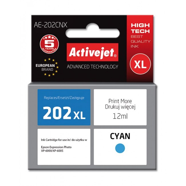 Activejet AE-202CNX ink (replacement for Epson 202XL H24010 Supreme 12 ml cyan) Activejet AE-202CNX ink (replacement for Epson 202XL H24010 Supreme 12 ml cyan)