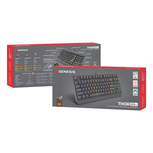 GENESIS Thor 230 TKL keyboard Gaming USB QWERTY US English Black