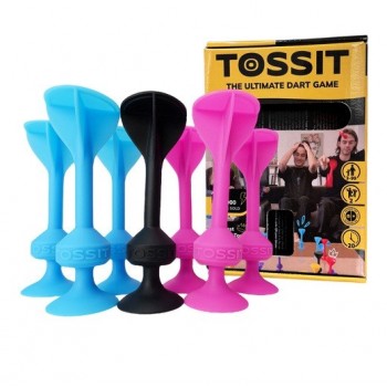 Dart game with silicone suction cups TOSSIT Starter Set blue and pink