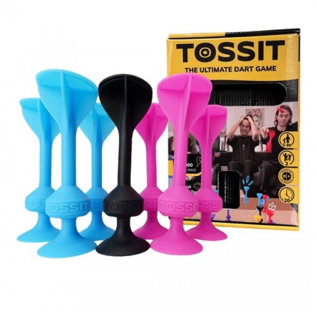 Dart game with silicone suction cups TOSSIT Starter Set blue and pink